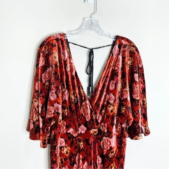 NEW Johnny Was Alanis Velvet Floral Maxi Dress (Sz XL) Red Rose Multi - Picture 6 of 15